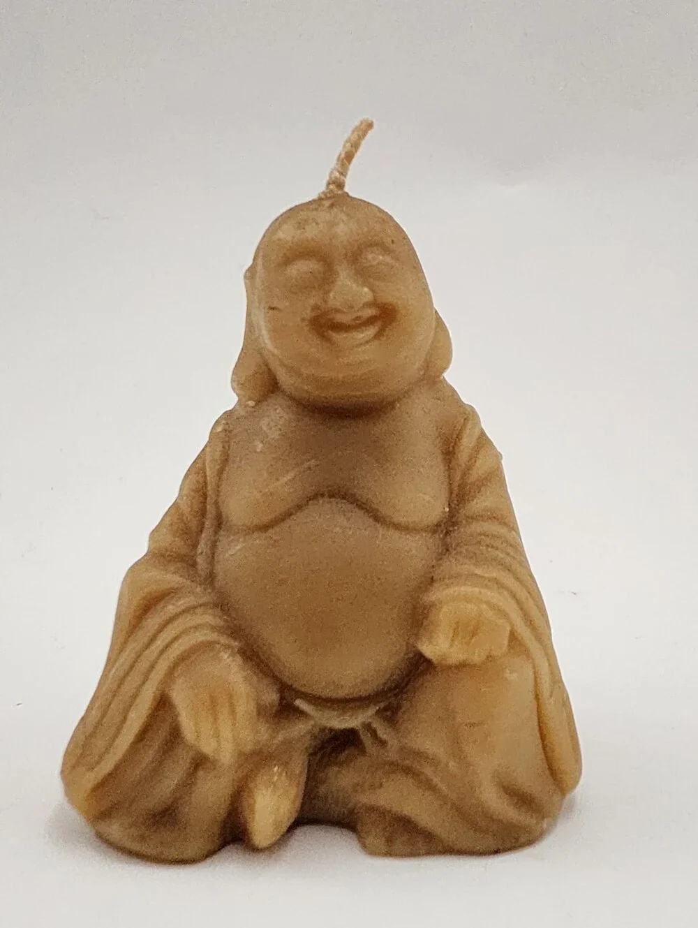 Handmade Natural Beeswax Smiling Buddha Candle Cross-Legged